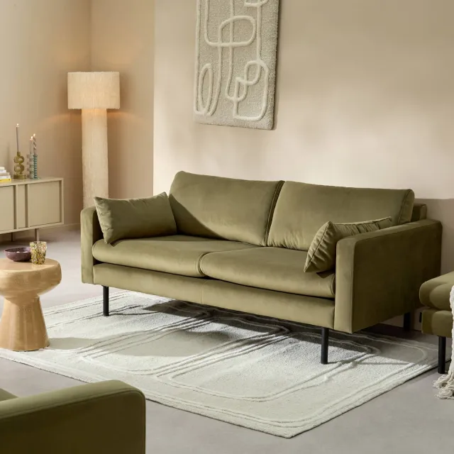 NOUS Living Adam 2-zitsbank velours kaki, foto 2