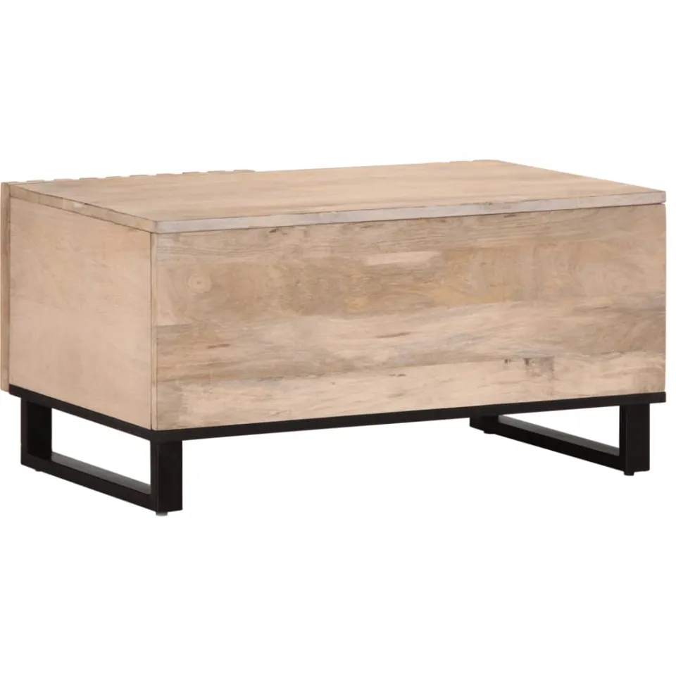 vidaXL Salontafel 80x51x40 cm massief mangohout wit, foto 3