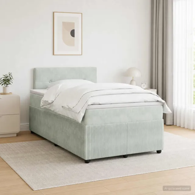vidaXL Boxspringbed met matras Lichtgrijs 120 x 200 cm Fluweel Groen