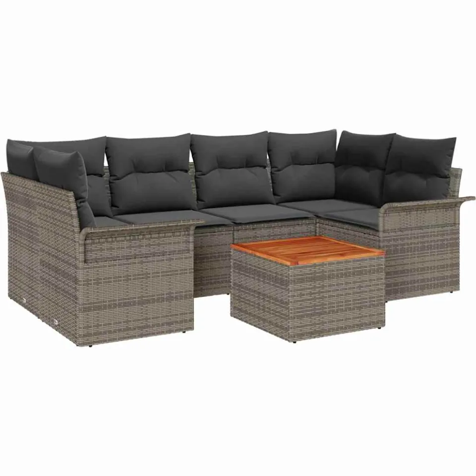 vidaXL Tuinbankenset 7 st Grijs poly rattan