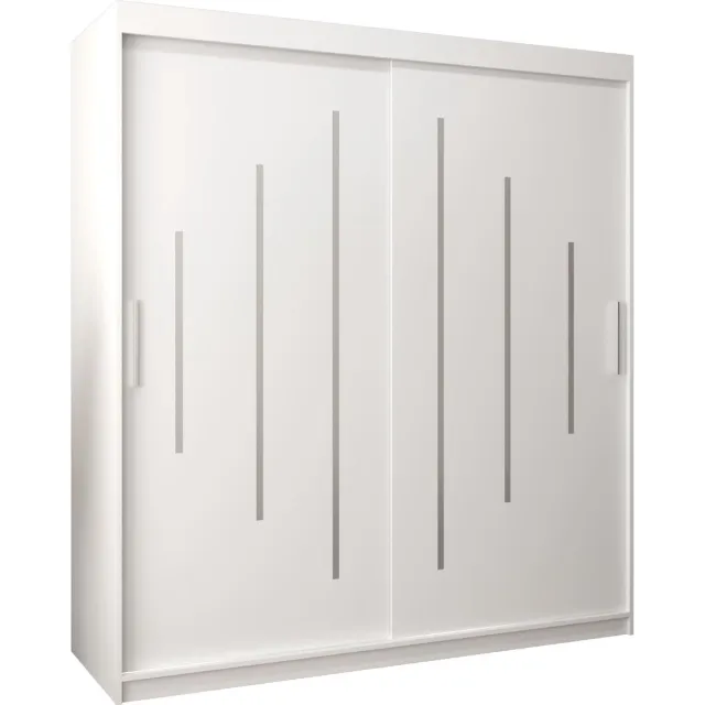 InspireME Kledingkast met 2 schuifdeuren, Modern-stijl, Een kledingkast met planken (BxHxD): 180x200x62 - MALTESE 180 Wit Mat met 4 lades