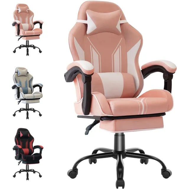 J.T.R Bureaustoelen -Gaming bureau - Computer Bureau - Ergonomische Stoel voor Thuis Kantoor - Volwassen Stoel - Roze