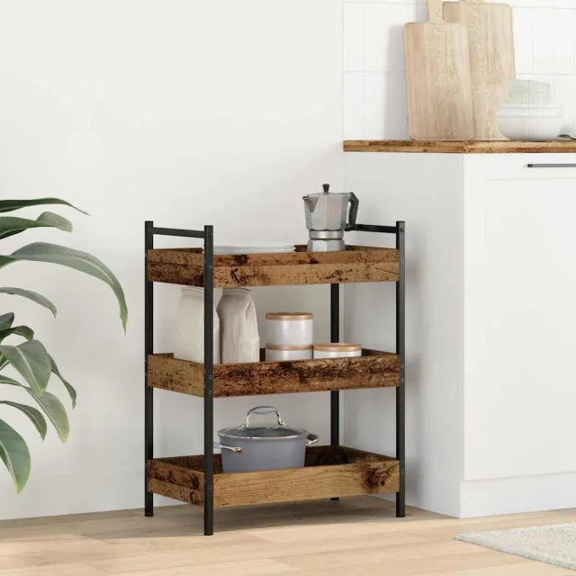 vidaXL Keuken Trolley Oud hout 50 x 30 x 70 cm Bewerkt hout Bruin