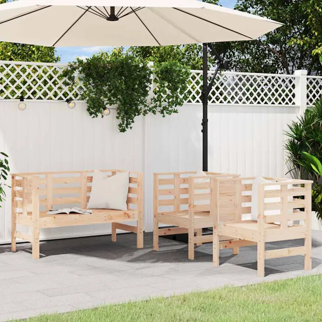 vidaXL 3-delige Loungeset massief grenenhout Bruin
