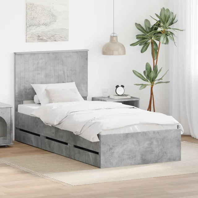 vidaXL Bedframe met lade Beton Grijs 90 x 200 cm Ingenieurshout