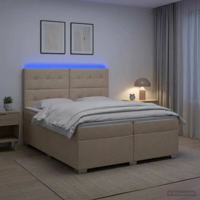 vidaXL Boxspringbed met matras Crèmekleurig 200 x 200 cm Stof