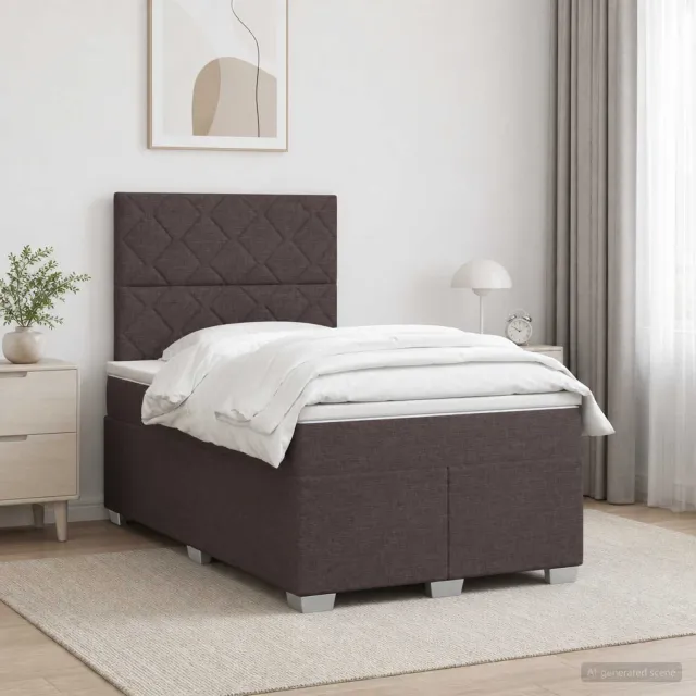 vidaXL Boxspringbed met matras Donkerbruin 120 x 190 cm Stof