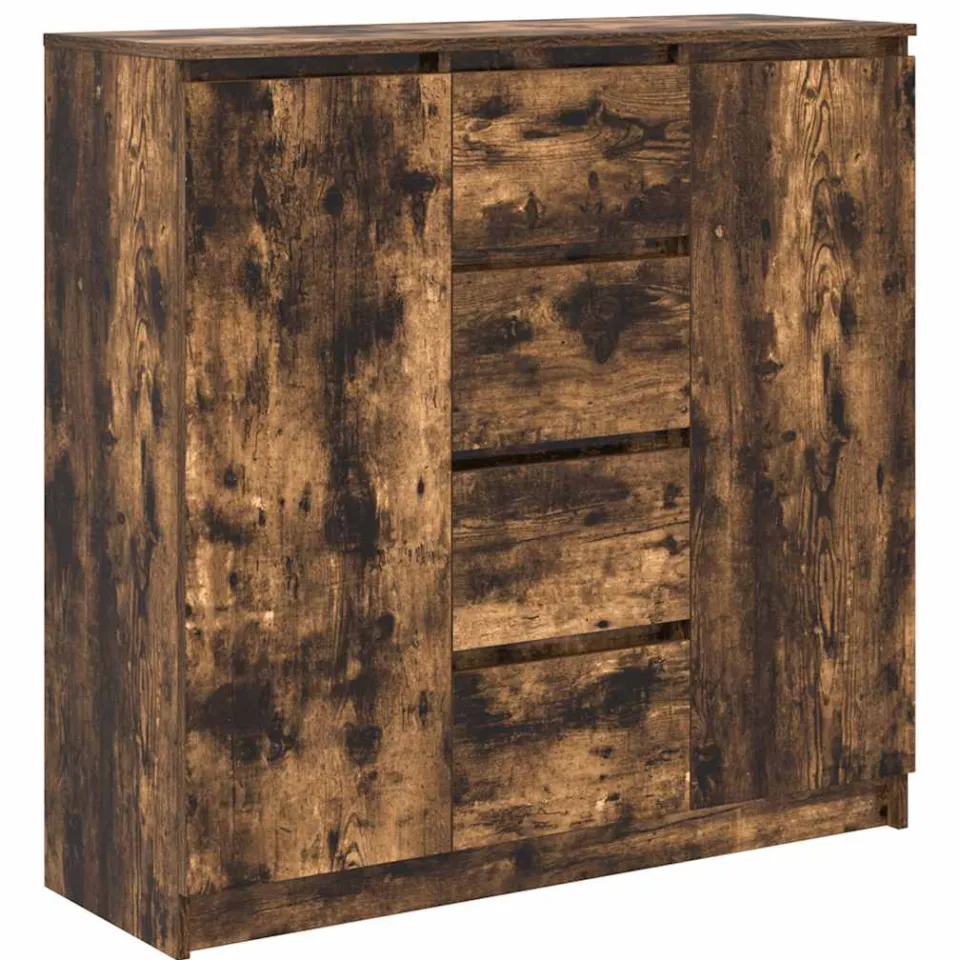 vidaXL Dressoir met lades 100,5x35x98,5cm spaanplaat gerookt eikenhout Bruin