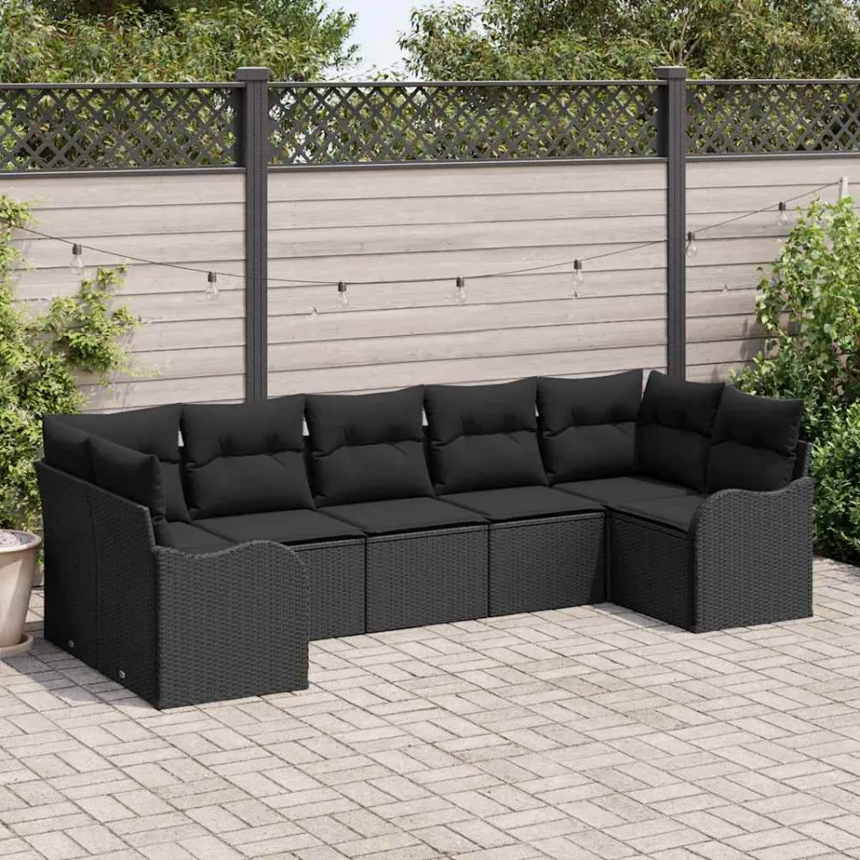 vidaXL Tuin Sofa Set 7 st Zwart Poly riet, foto 3