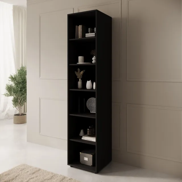 MEUBELLA Montalo - Boekenkast - Zwart - 45x45x206 cm