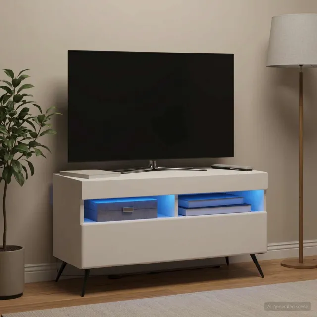 vidaXL LED tv-meubel Wit Bewerkt hout