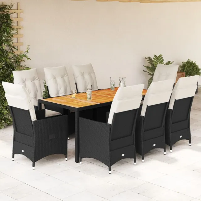 vidaXL 9-delige Tuinset poly rattan zwart, foto 2