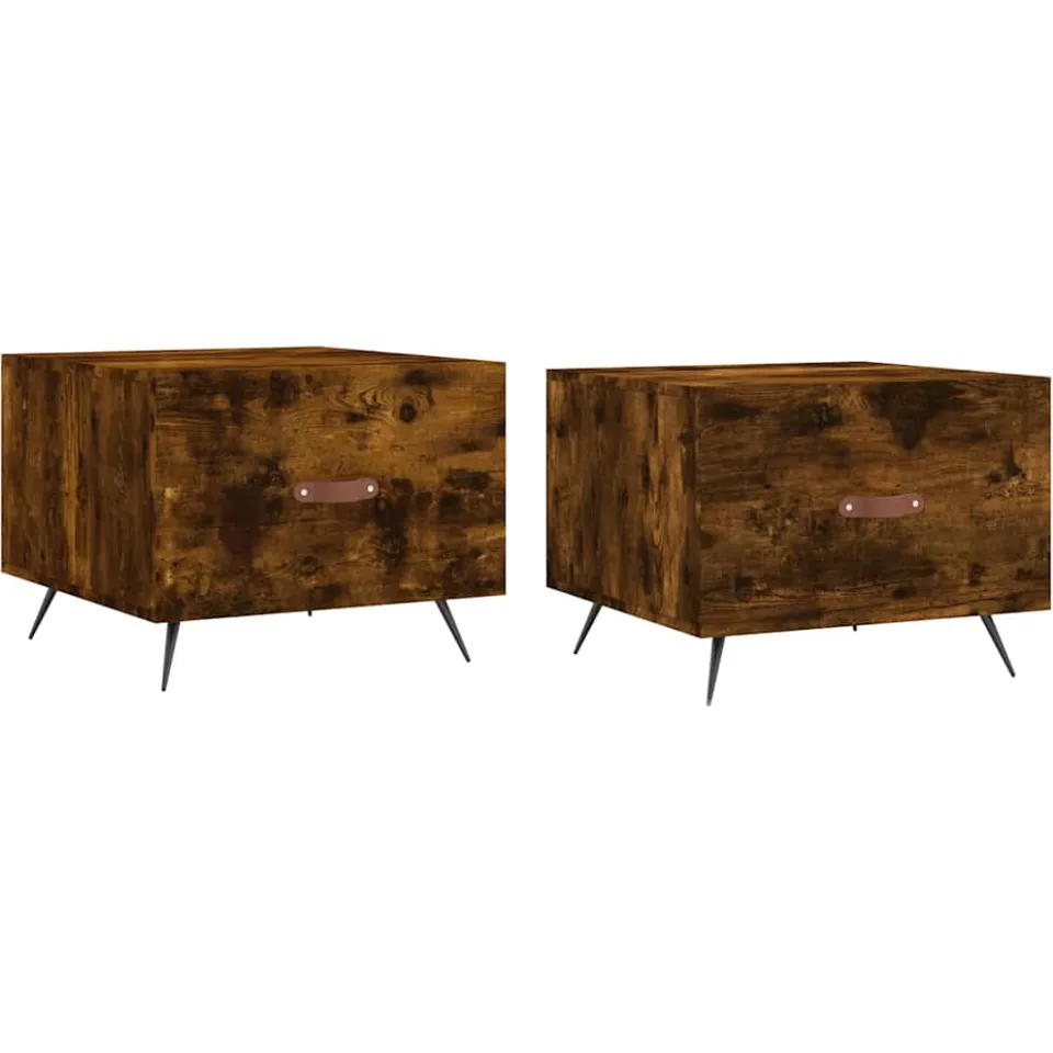 vidaXL Salontafels 2 st 50x50x40 cm bewerkt hout gerookt eikenkleurig, foto 3