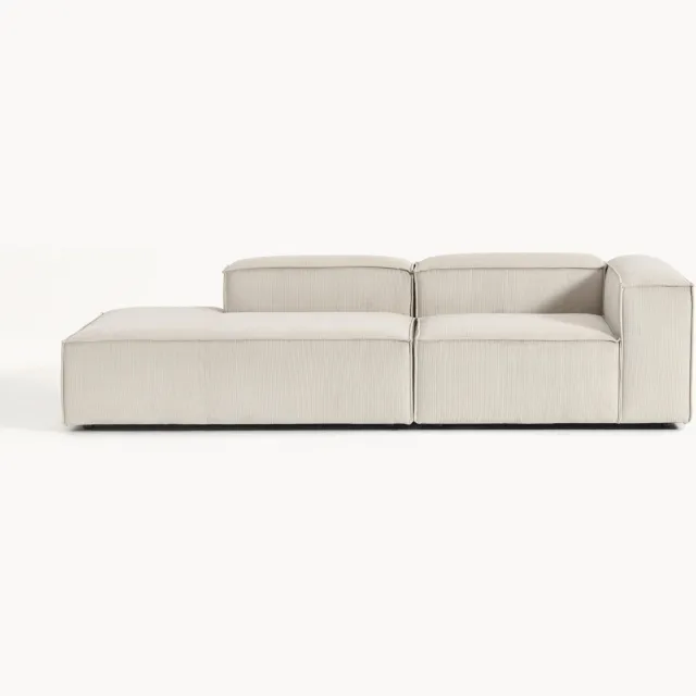 Westwing Collection Modulaire chaise longue Lennon van corduroy beige