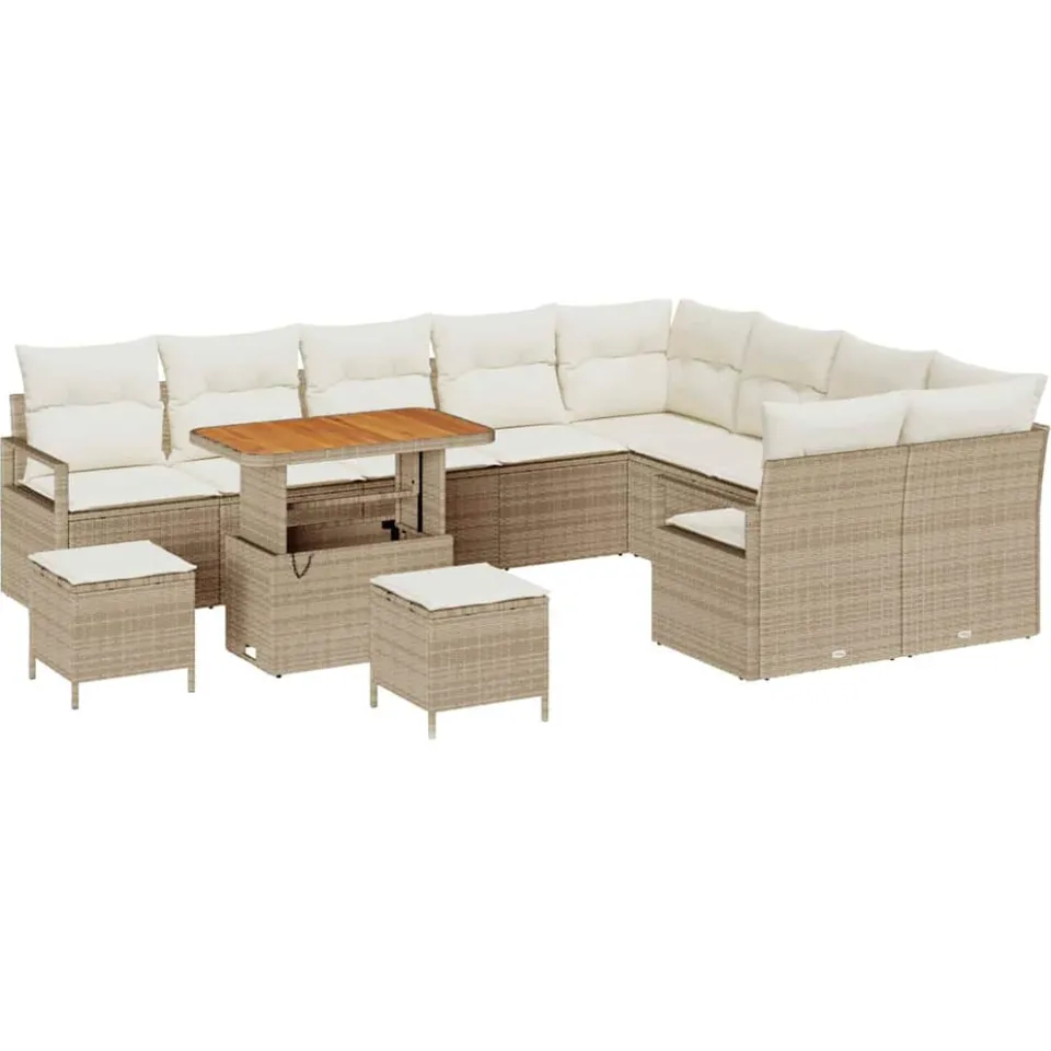 vidaXL Tuinbankenset 12 st Beige poly rattan
