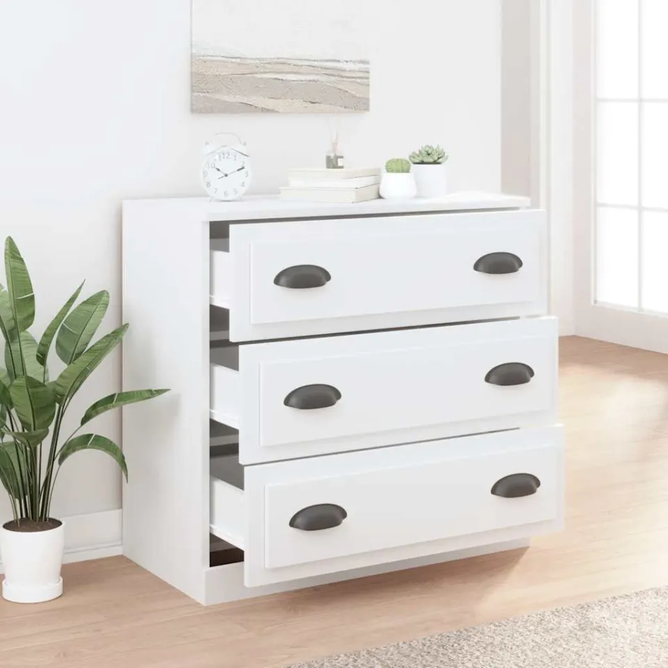 vidaXL Dressoir 70x35,5x67,5 cm bewerkt hout wit, foto 3