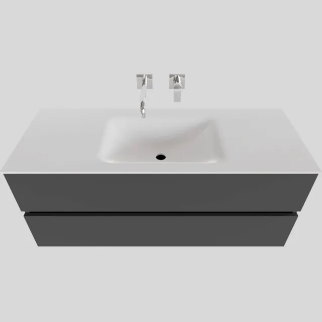 Boss & Wessing Badkamermeubel Solid Surface BWS Oslo 120x46 cm Midden Mat Antraciet (0 kraangaten)