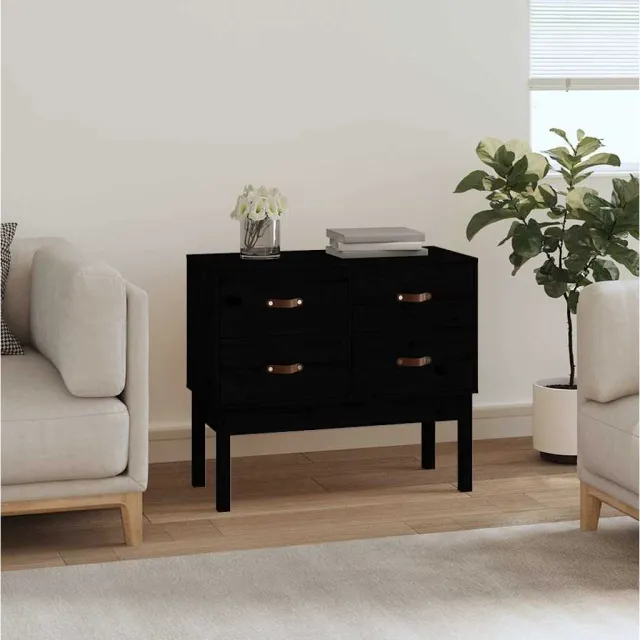 vidaXL Wandkast 90x40x78 cm massief grenenhout zwart, foto 2