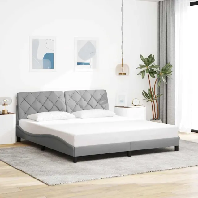 vidaXL Bedframe zonder matras stof lichtgrijs 180x200 cm grijs