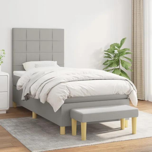 vidaXL Boxspring met matras stof lichtgrijs 80x200 cm grijs