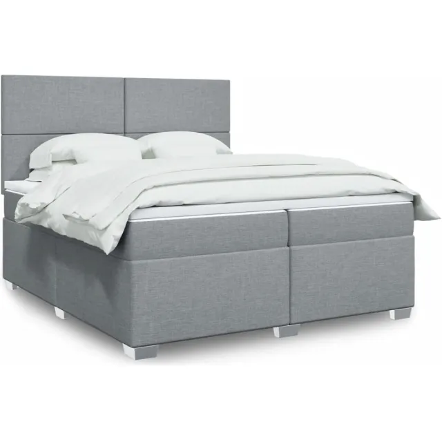 vidaXL Boxspring met matras stof lichtgrijs 200x200 cm grijs