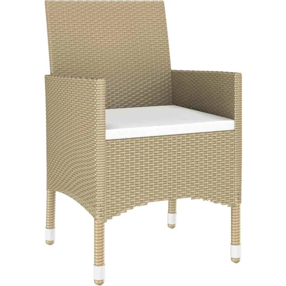 vidaXL 5-delige Tuinset poly rattan en gehard glas beige