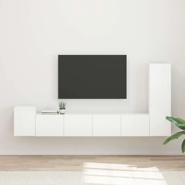 vidaXL Tv-meubelset 3 st Hoogglans wit Bewerkt hout, foto 2