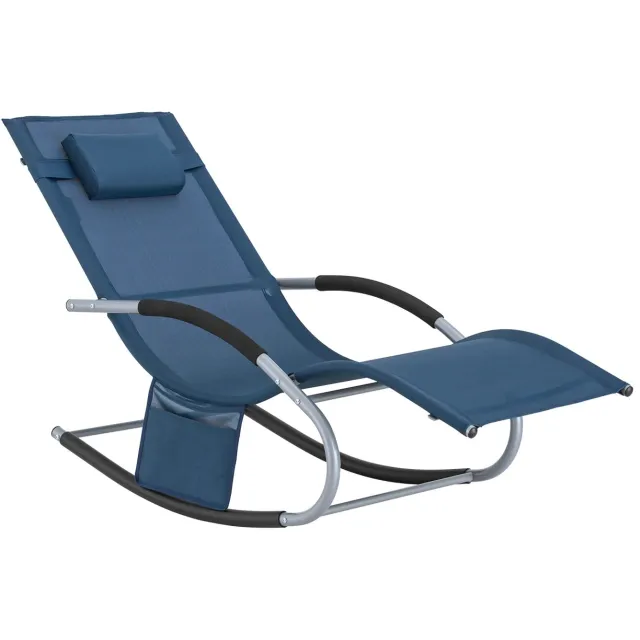 Happiq Ligstoel - Voor Tuin en Strand - Schommelfunctie - Marineblauw