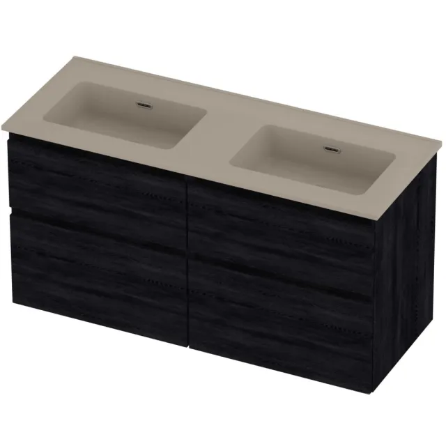 Proline Tribute Badmeubelset Porselein Elegant 120x46x62 cm Mat Crème Cotton Black Oak Eiken