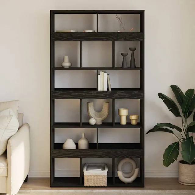 vidaXL Boekenkast 15-laags 100 x 33 x 187,5 cm Zwart Eiken