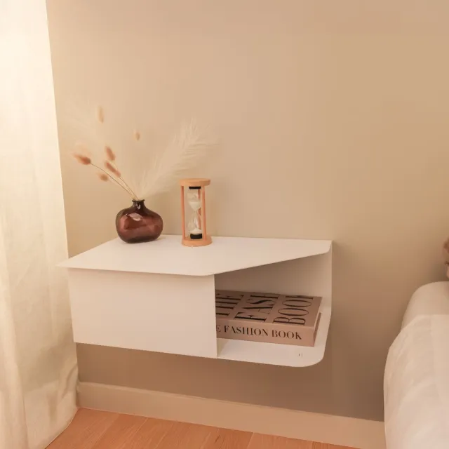 By Bresi Nachtkastje Riva- Links Wit - Minimalistisch design - Nachtkastjes - Nachtkastje modern