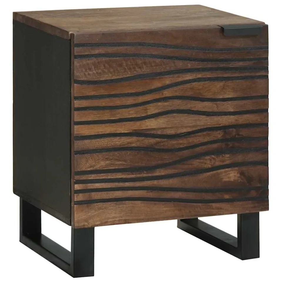 vidaXL Nachtkastje 2 st Walnotenhout 40 x 33 x 46 cm Bewerkt hout bruin, foto 2