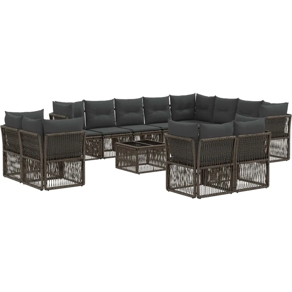vidaXL Tuinbankenset 13 st Grijs poly rattan, foto 3
