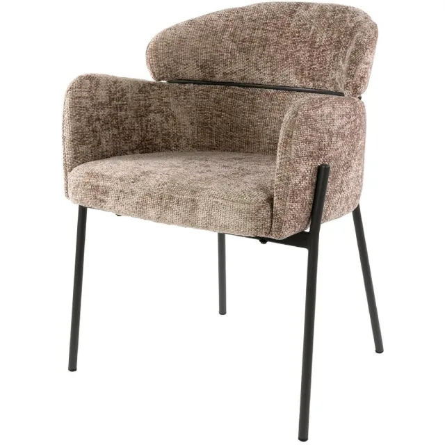 Set van 2 - Nest of Nora Eetkamerstoelen Alea - Met armleuning - Set van 2 - Champagne