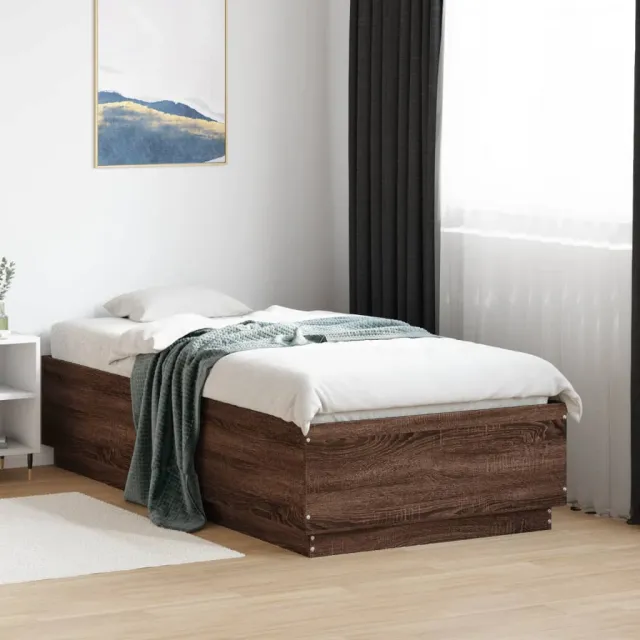 vidaXL Bedframe met LED-verlichting bruin eikenkleur 90x190 cm