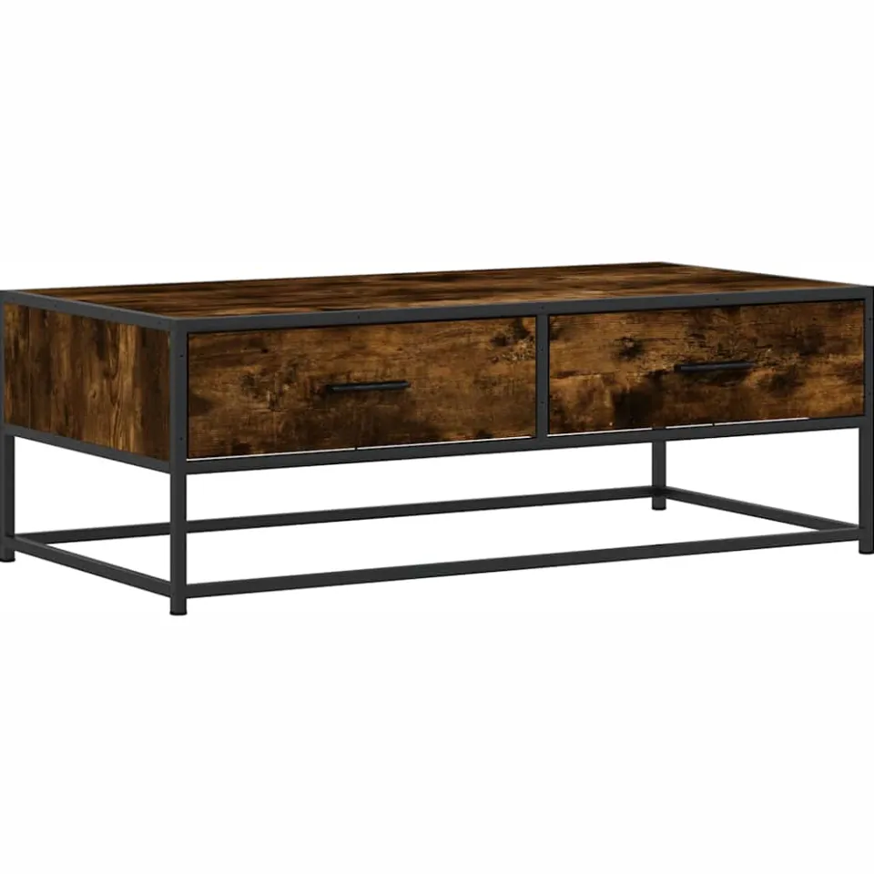 vidaXL Salontafel 100x50x35 cm bewerkt hout en metaal gerookt eiken