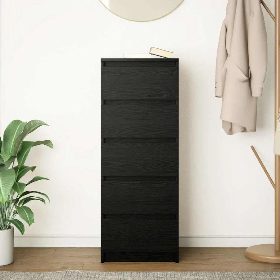 vidaXL Dressoir met lades 37,5x35x99 cm spaanplaat zwart eikenkleurig, foto 3