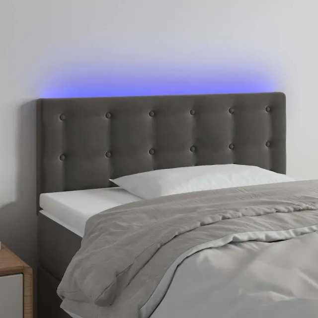 vidaXL Hoofdbord LED 80x5x78/88 cm fluweel donkergrijs