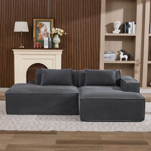 Zubaliya Stoffen 3-zitsbank 235 cm met pocketvering - Compact en modern design - Geschikt voor kleine woonkamer en appartement - Inclusief 2 kussens - Vuilafstotende bekleding en hoogwaardig schuim Grijs