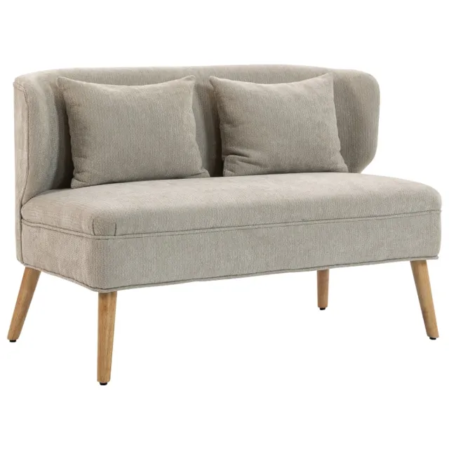 WUVRIE 2-zitsbank 117 cm - Chenille bekleding, vleugelrug en 2 kussens - Beige