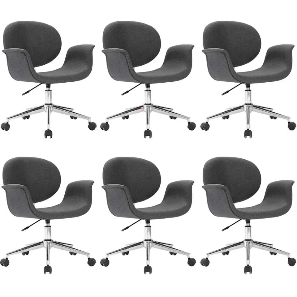 vidaXL Eetkamerstoelen draaibaar 6 st stof grijs, foto 3