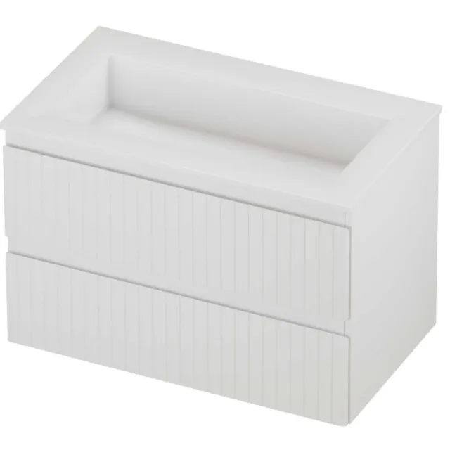Proline Aristo Badmeubelset Polystone Elegant Gefreesd 80x46x54 cm Glans Wit Mat Wit