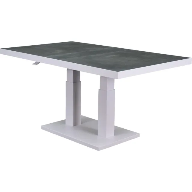 AVH-Collectie Pacific lounge-diningtafel 140x85xH49-72 cm in hoogte verstelbaar aluminium wit