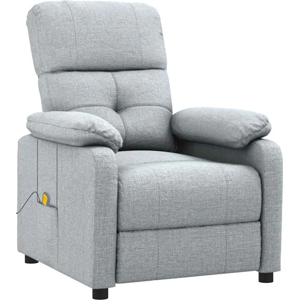 vidaXL Massagestoel stof lichtgrijs grijs, foto 3