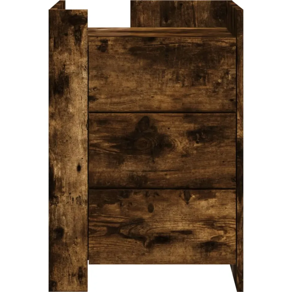 vidaXL Nachtkastje 45x50x65 cm bewerkt hout gerookt eikenkleurig, foto 4