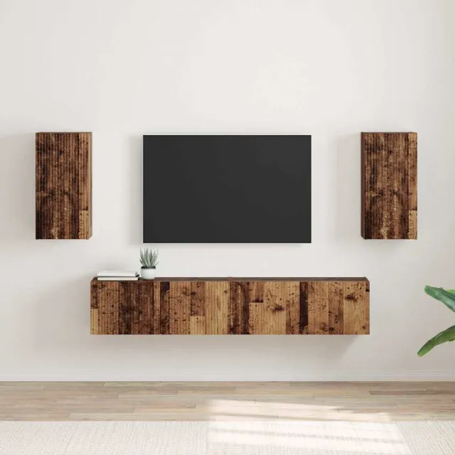vidaXL TV Wandkast 2 st Oud Hout Bewerkt hout Bruin