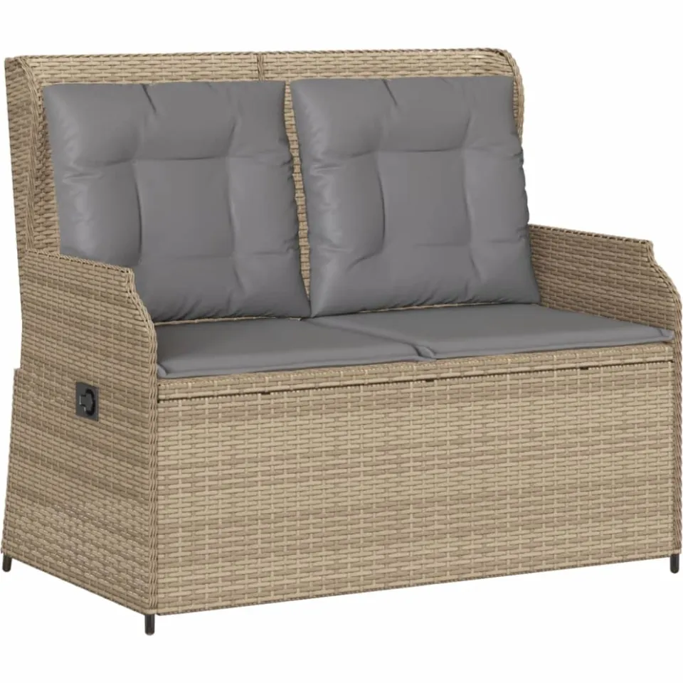 vidaXL 3-delige Loungeset met kussens poly rattan beige