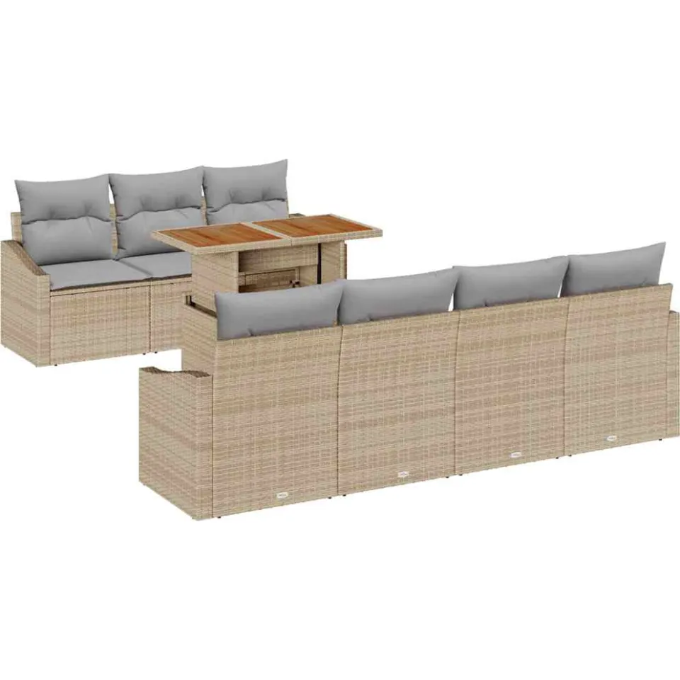 vidaXL Tuin Sofa Set 8 st Beige Poly riet