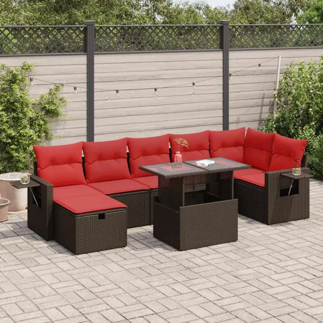 vidaXL 8-delige Loungeset met kussens poly rattan acacia bruin, foto 2