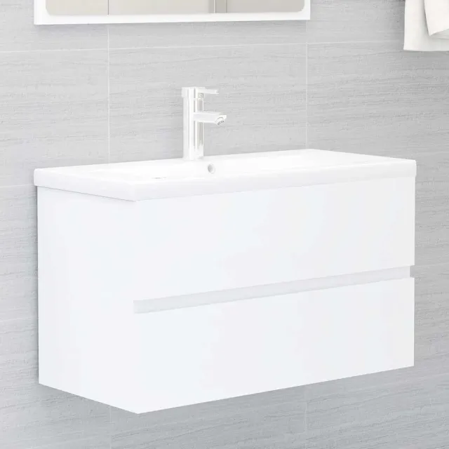 vidaXL Wastafelkast 80x38,5x45 cm bewerkt hout wit, foto 2